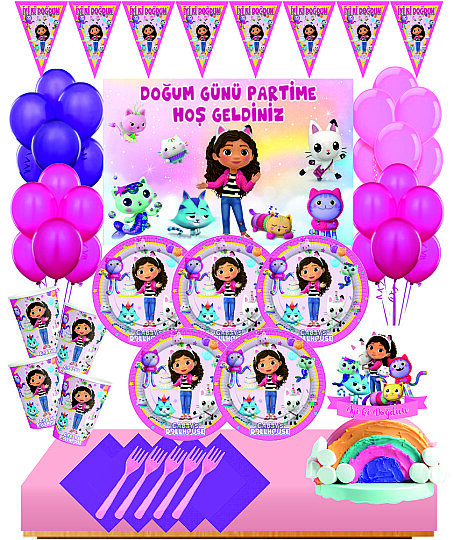 Gabby's Dollhouse 16 Kişilik Afişli Doğum Günü Parti Seti