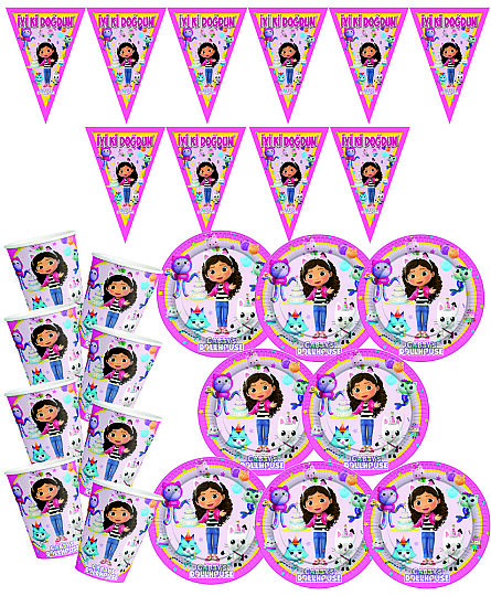 Gabby's Dollhouse 16 Kişilik Afişli Doğum Günü Parti Seti - 3
