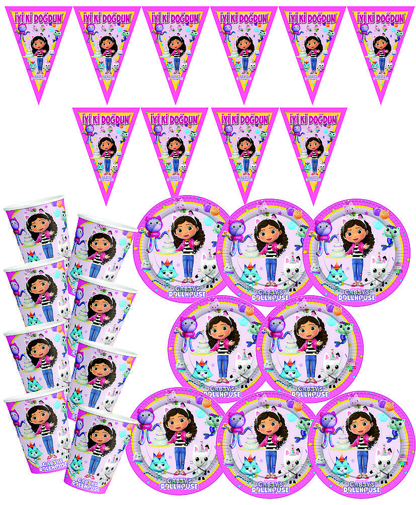 Gabby's Dollhouse 40 Kişilik Afişli Doğum Günü Parti Seti - 3
