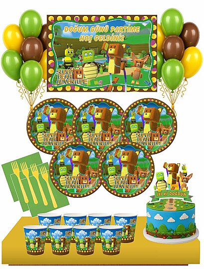 Super Bear Adventure 8 Kişilik Afişli Doğum Günü Parti Seti